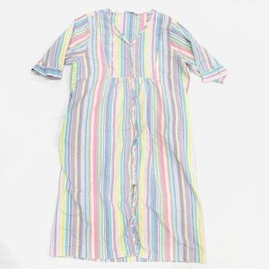 Collections, Etc. Vintage Rainbow Chambray House Coat Mumu